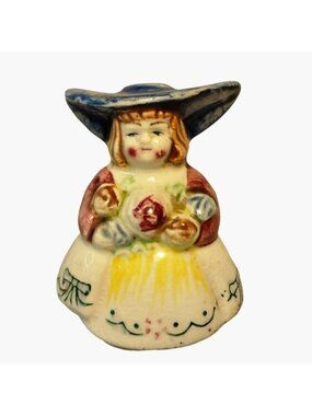 Big Hat Lady Flower Bouquet Salt Shaker Dutch Style Vintage Japan